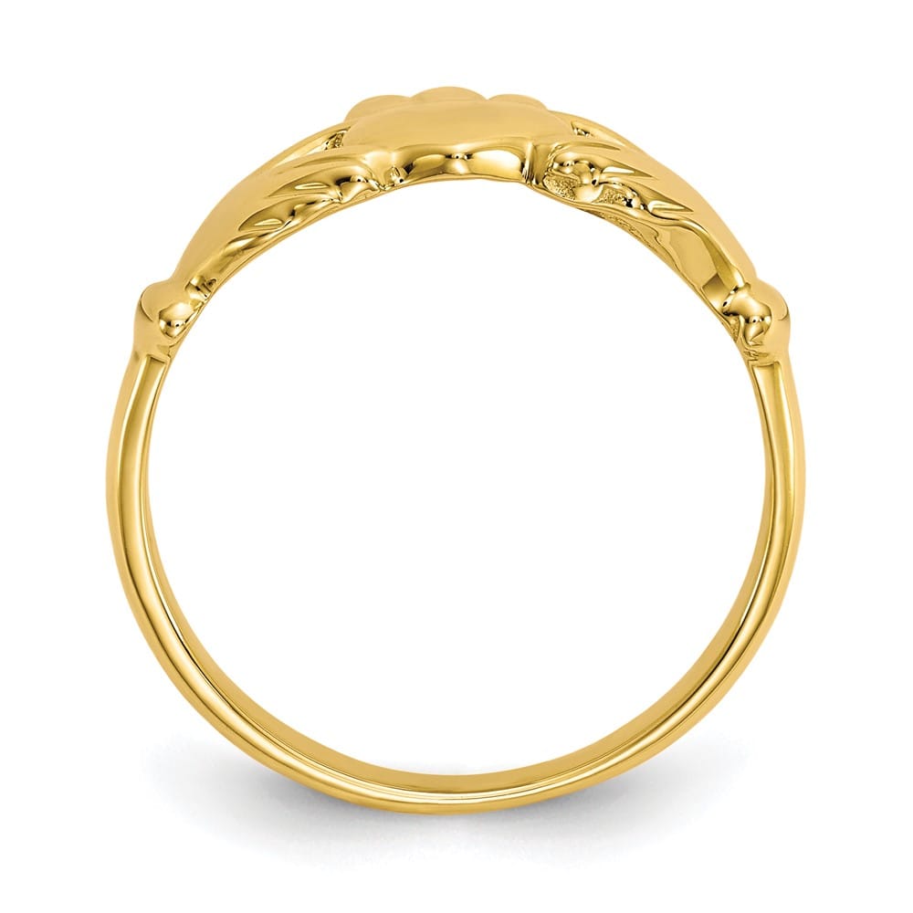 10k Yellow Gold 2 mm 11.6 mm Top Polished Ladies Claddagh Ring