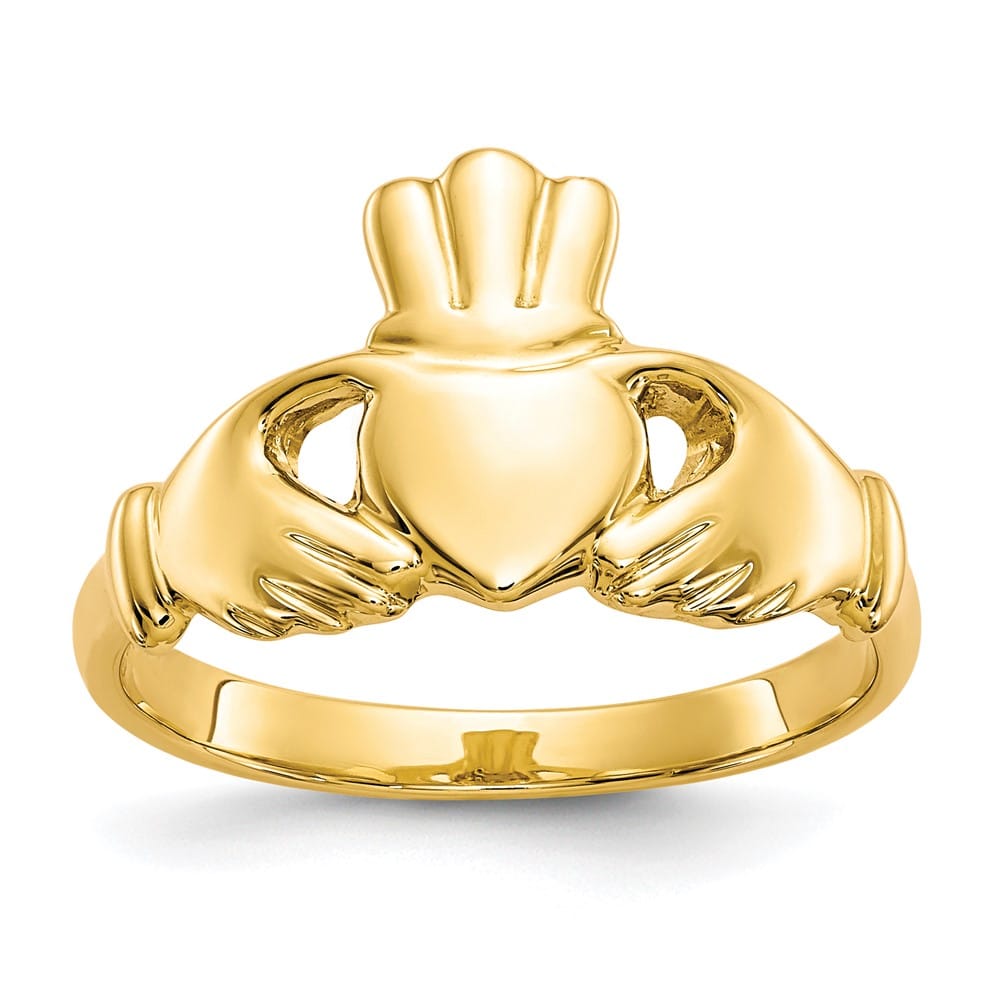 10k Yellow Gold 2 mm 11.6 mm Top Polished Ladies Claddagh Ring