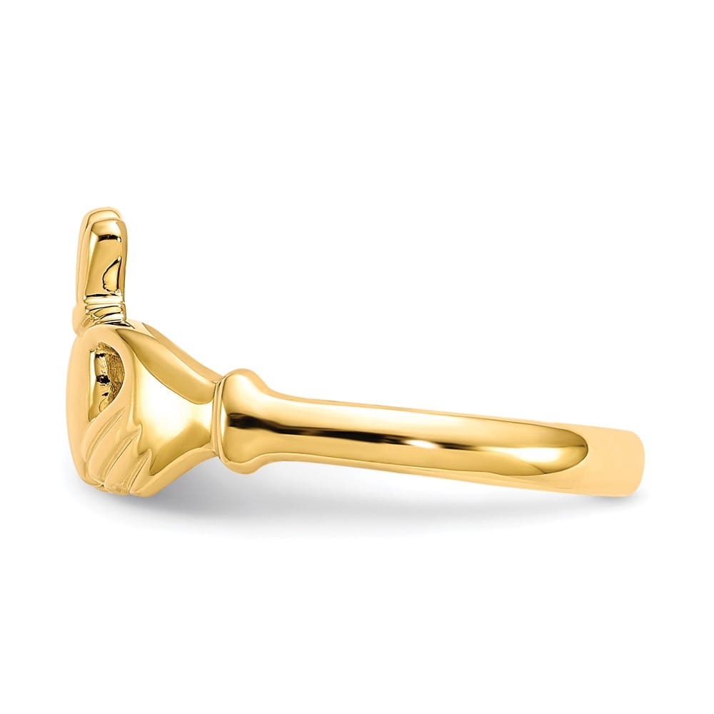 10k Yellow Gold 2 mm 8.9 mm Top Polished Ladies Claddagh Ring