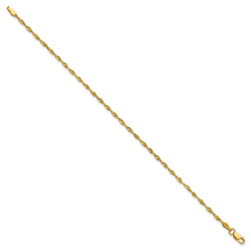 10K Yellow Gold 2 mm D.C. Extra-Light Rope Anklet