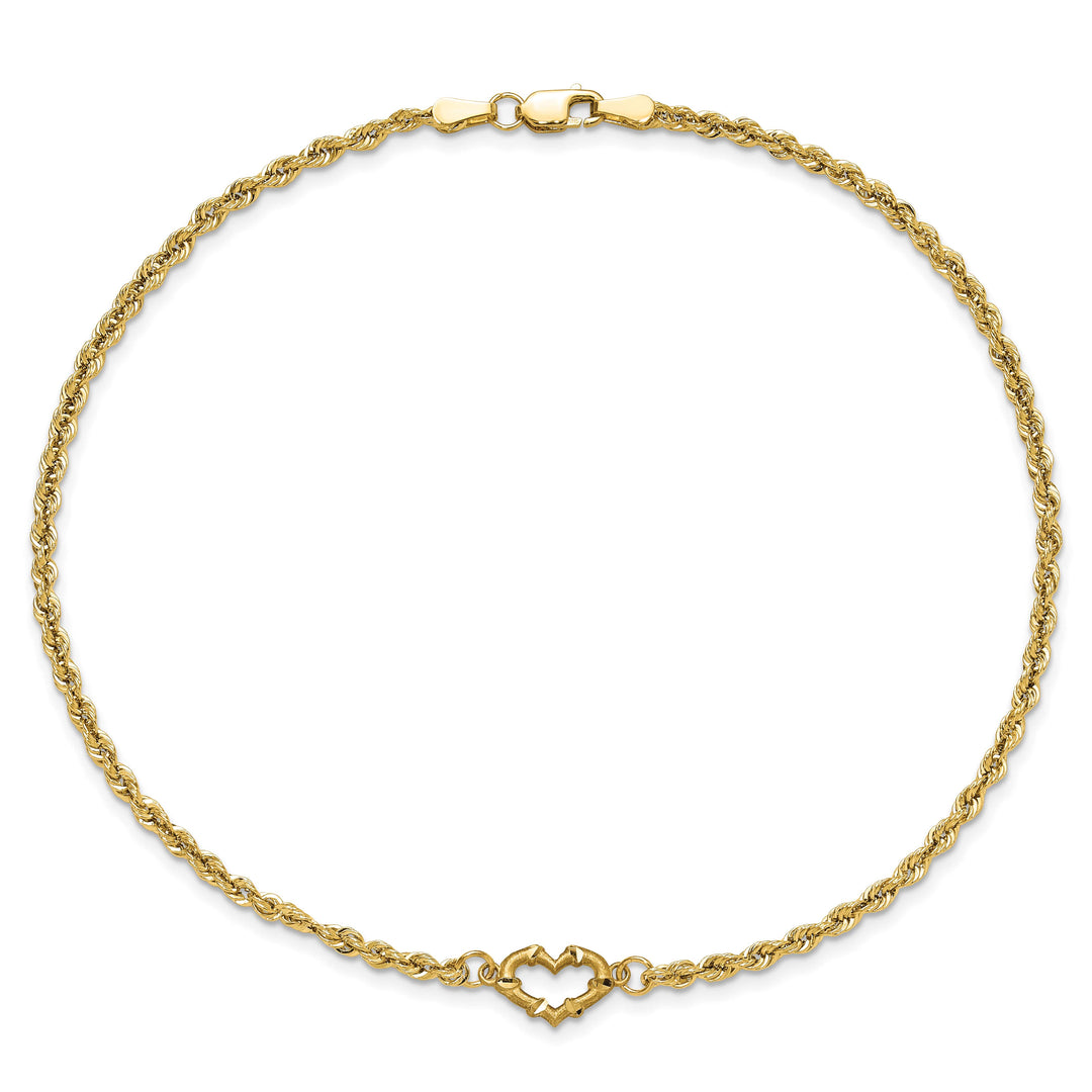 10K Yellow Gold 2 mm D.C. Rope Anklet