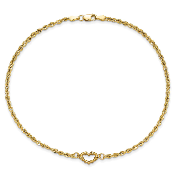 10K Yellow Gold 2 mm D.C. Rope Anklet
