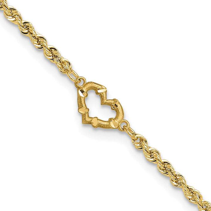 10K Yellow Gold 2 mm D.C. Rope Anklet