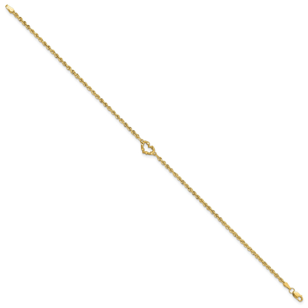 10K Yellow Gold 2 mm D.C. Rope Anklet