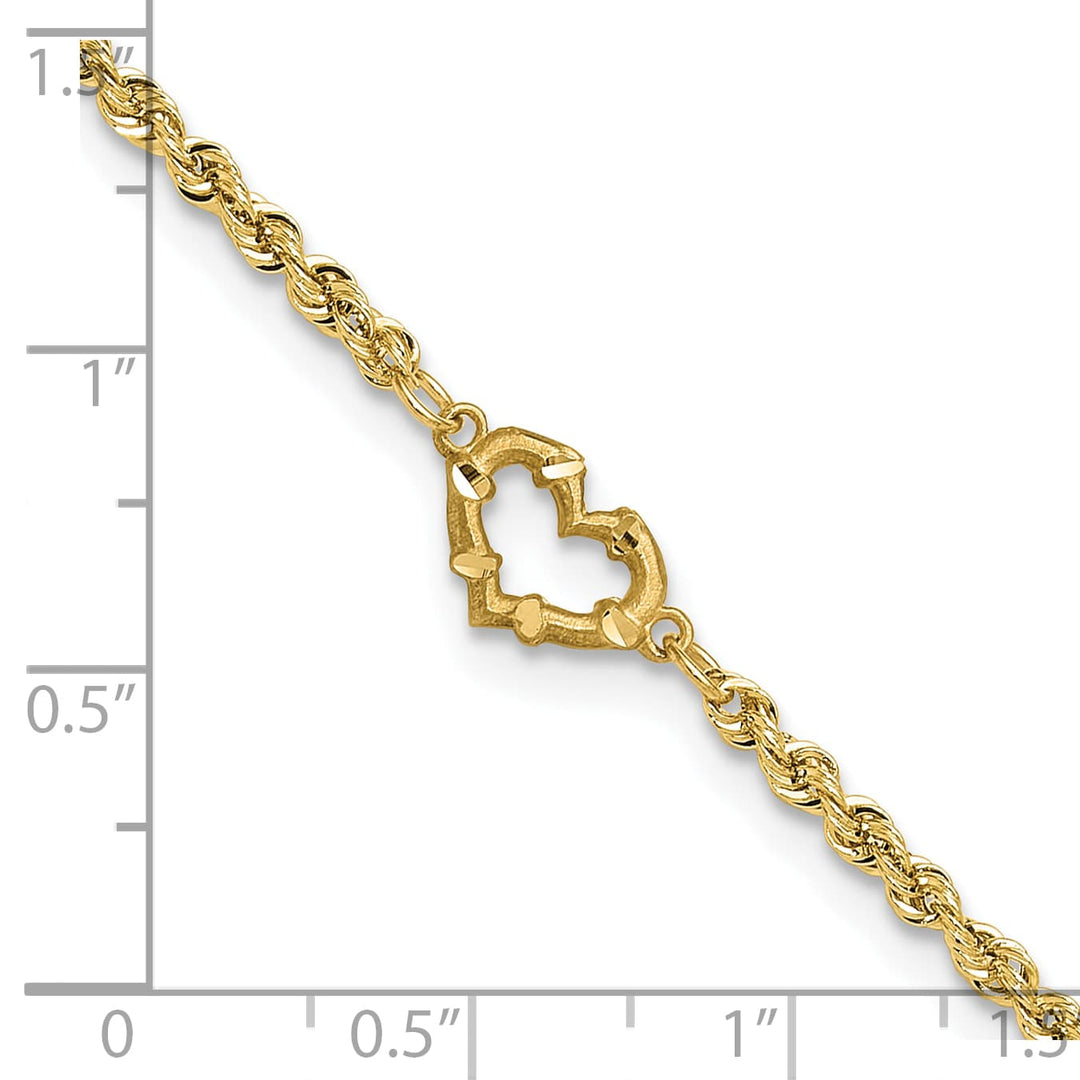 10K Yellow Gold 2 mm D.C. Rope Anklet