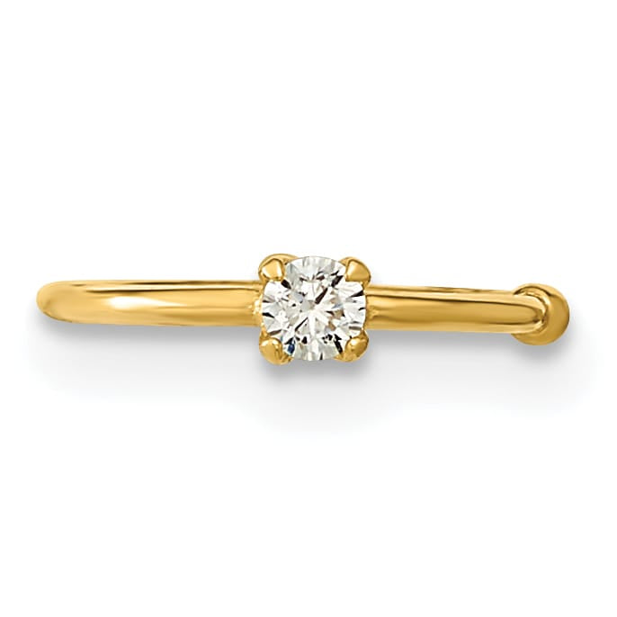 10k Yellow Gold 20 Gauge CZ Hoop Nose Ring