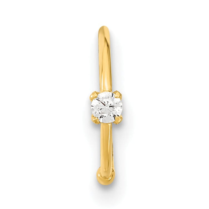 10k Yellow Gold 20 Gauge CZ Hoop Nose Ring