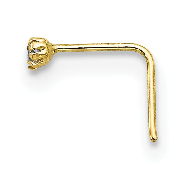 10k Yellow Gold 20 Gauge Set of Three 1.5mm Blue/Clear/Yellow CZ Nose Studs