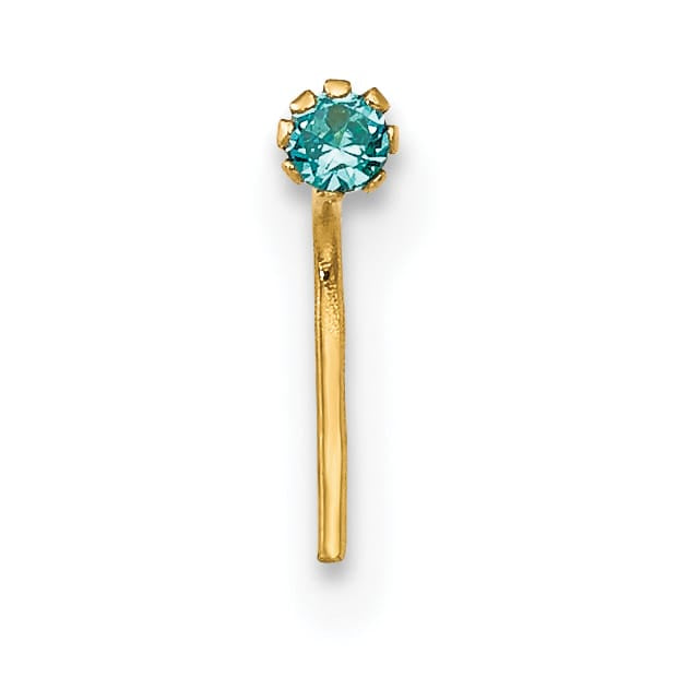 10k Yellow Gold 20 Gauge Set of Three 1.5mm Blue/Clear/Yellow CZ Nose Studs