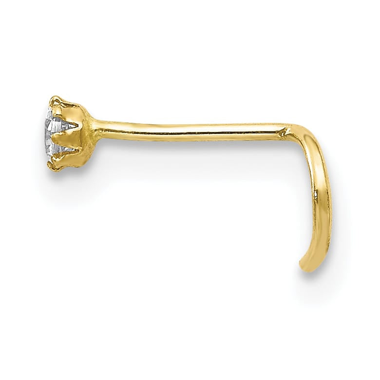 10k Yellow Gold 20 Gauge Set of Three 2.00mm Pink/White CZ and Gold Ball Nose Studs