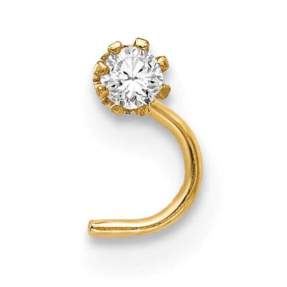 10k Yellow Gold 20 Gauge Set of Three 2.00mm Pink/White CZ and Gold Ball Nose Studs