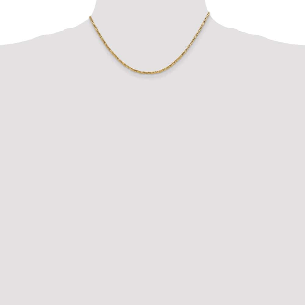 10K Yellow Gold 2mm Byzantine Chain Size 16