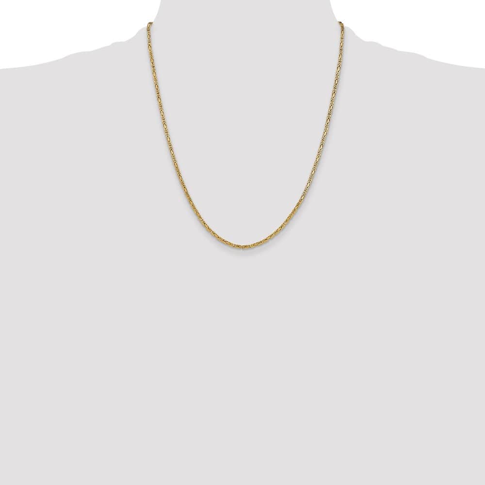 10K Yellow Gold 2mm Byzantine Chain Size 22