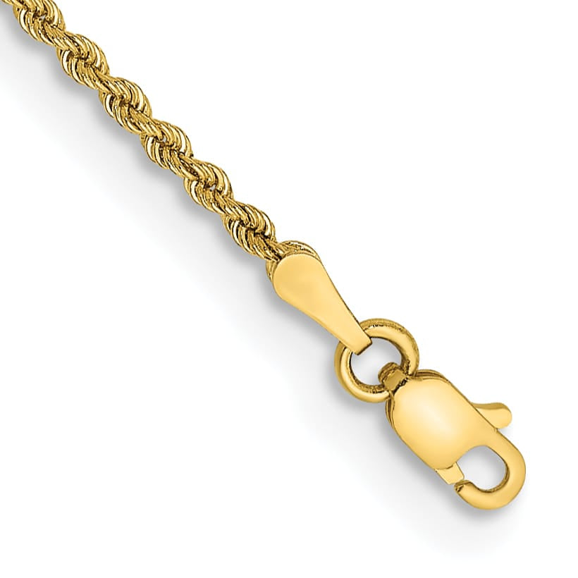 10K Yellow Gold 2mm Regular Rope Chain Bracelet