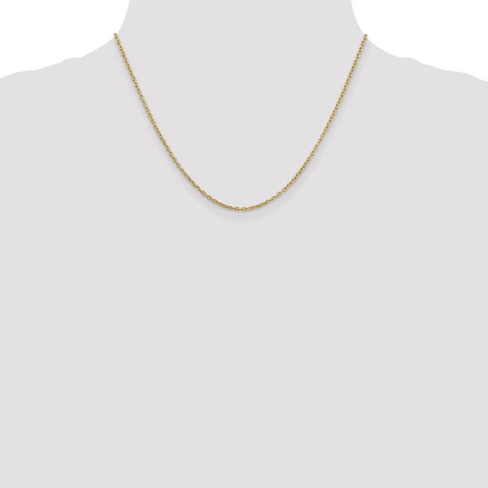 10K Yellow Gold 2mm Round Open Link Cable Chain Size 18