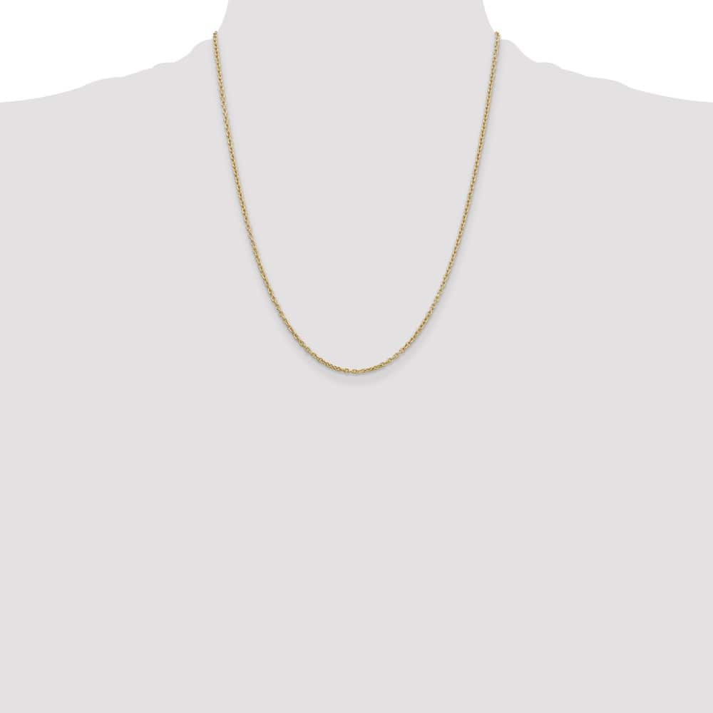 10K Yellow Gold 2mm Round Open Link Cable Chain Size 22