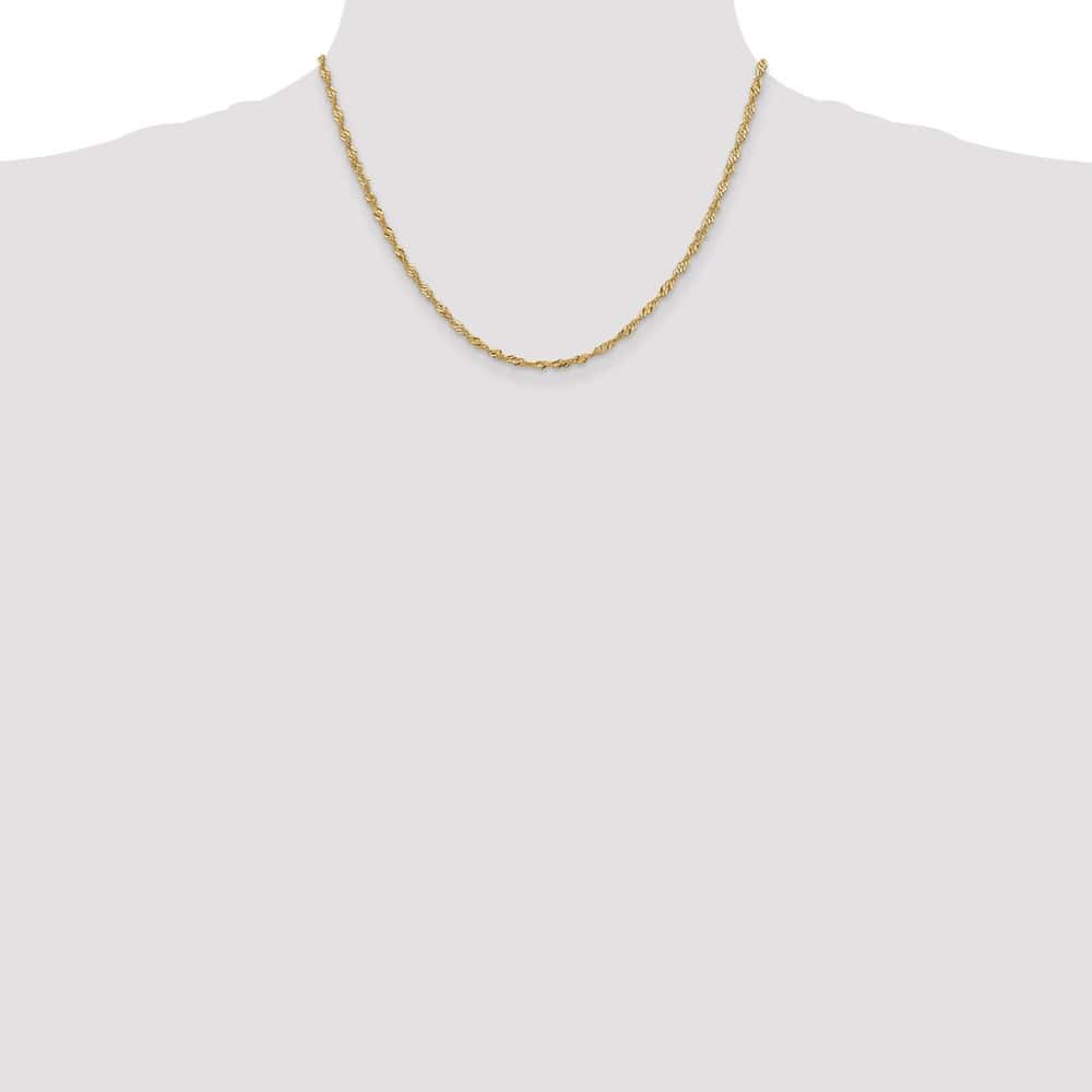 10K Yellow Gold 2mm Singapore Chain Size 16