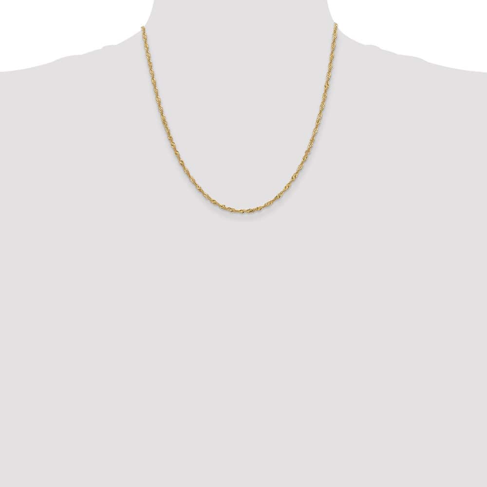 10K Yellow Gold 2mm Singapore Chain Size 20