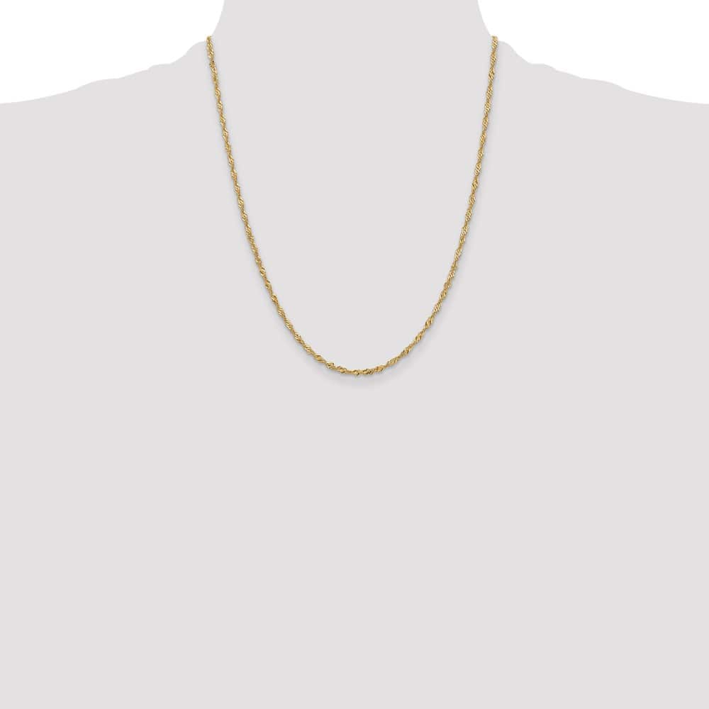 10K Yellow Gold 2mm Singapore Chain Size 22