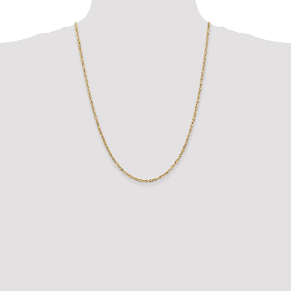 10K Yellow Gold 2mm Singapore Chain Size 24