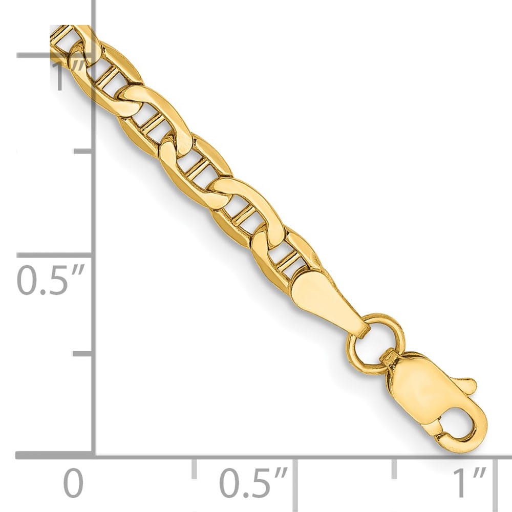 10K Yellow Gold 3.2 mm Semi-Solid Anchor Anklet