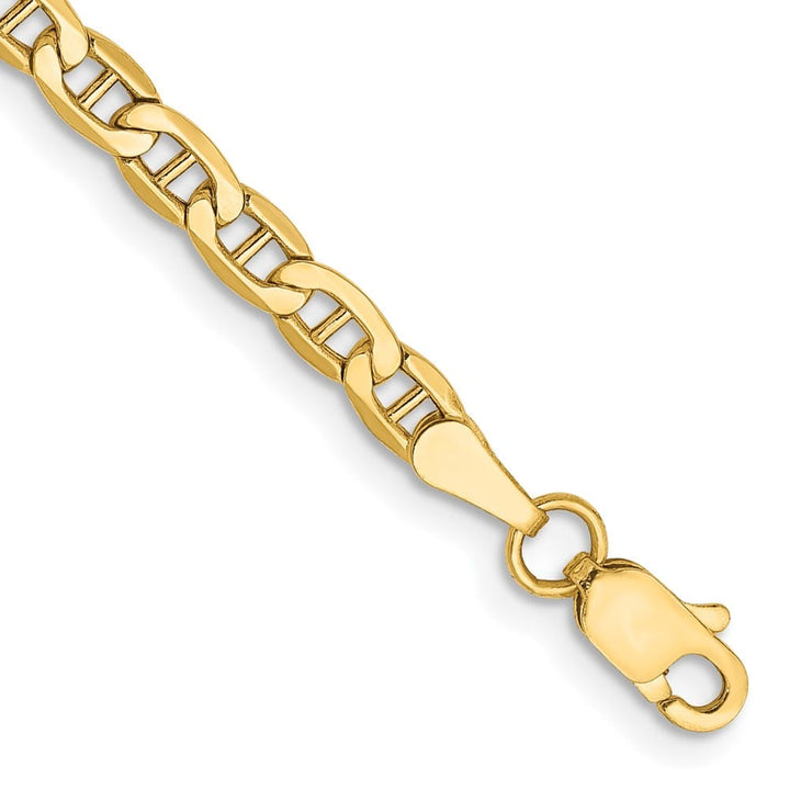 10K Yellow Gold 3.2 mm Semi-Solid Anchor Anklet — solid 10K yellow gold, 9 inches long, 3.2 mm wide, lobster clasp, 2.05 g