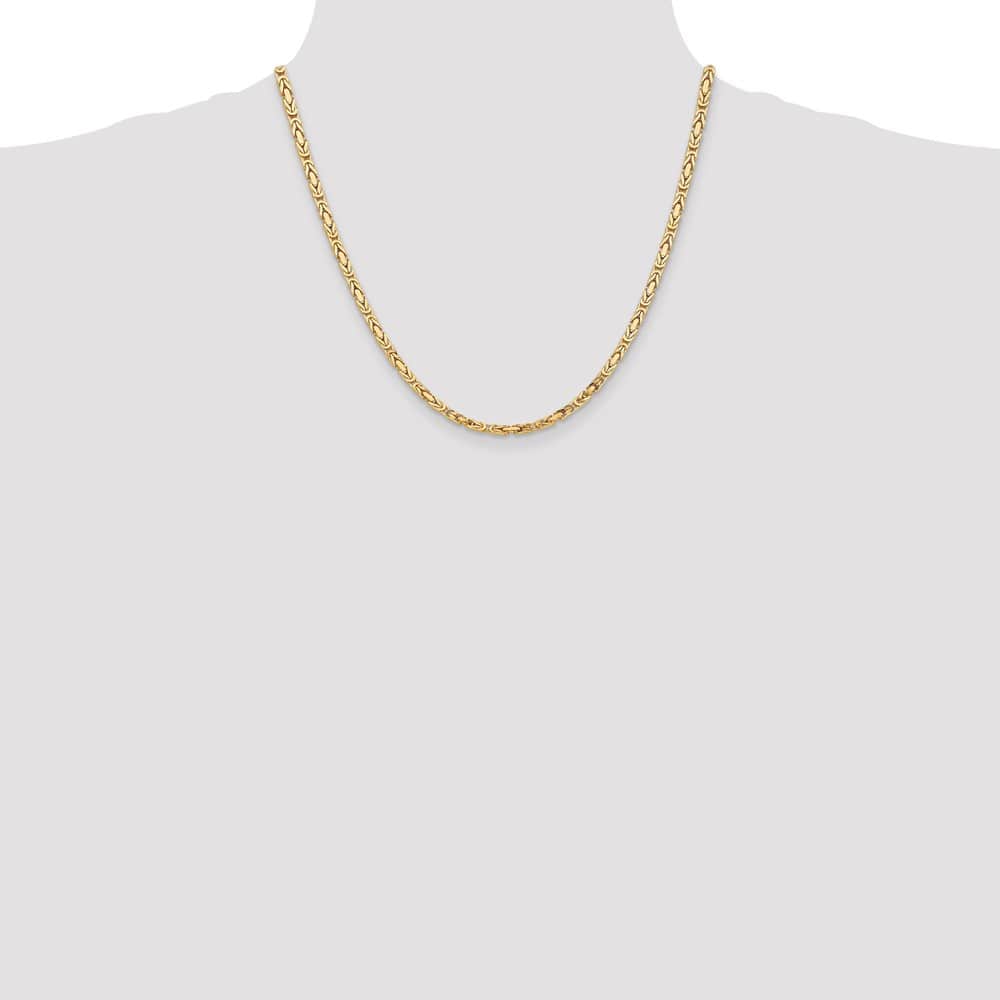 10K Yellow Gold 3.25mm Byzantine Chain Size 20