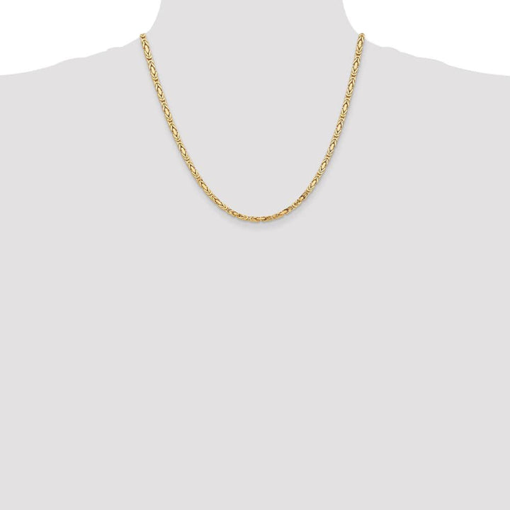 10K Yellow Gold 3.25mm Byzantine Chain Size 20