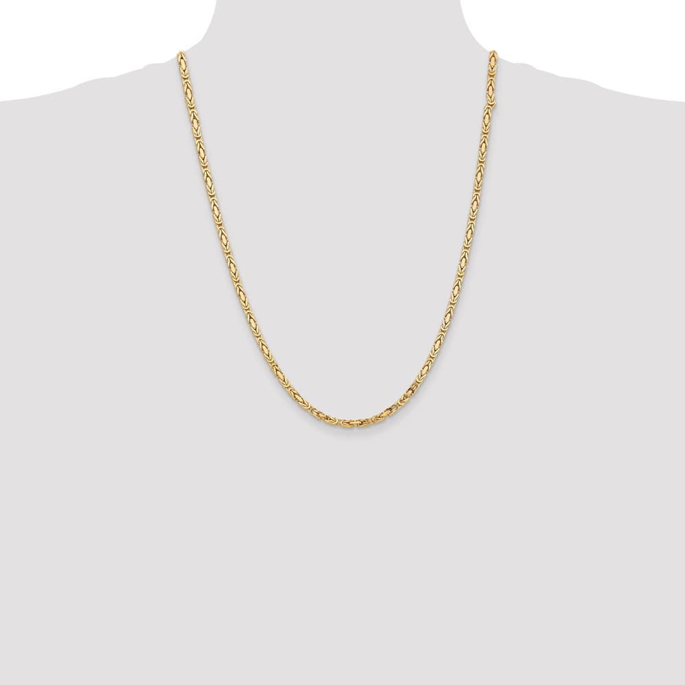 10K Yellow Gold 3.25mm Byzantine Chain Size 24