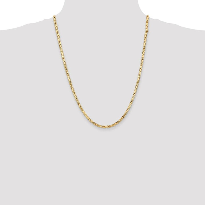 10K Yellow Gold 3.25mm Byzantine Chain Size 24