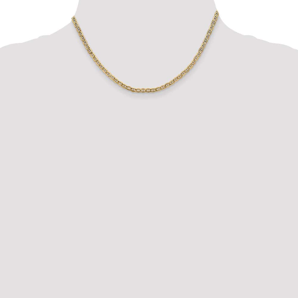 10K Yellow Gold 3.2mm Semi-Solid Anchor Chain Size 16