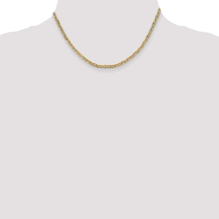 10K Yellow Gold 3.2mm Semi-Solid Anchor Chain Size 16