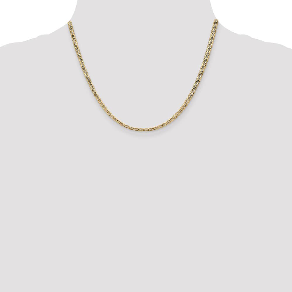 10K Yellow Gold 3.2mm Semi-Solid Anchor Chain Size 18