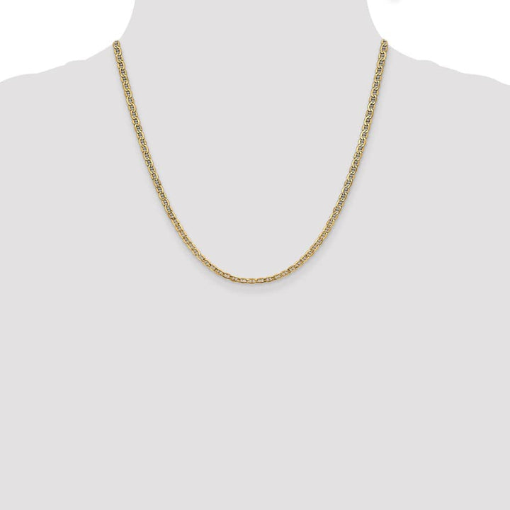 10K Yellow Gold 3.2mm Semi-Solid Anchor Chain Size 20