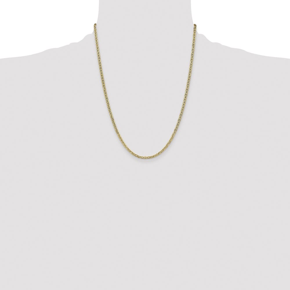 10K Yellow Gold 3.2mm Semi-Solid Anchor Chain Size 22