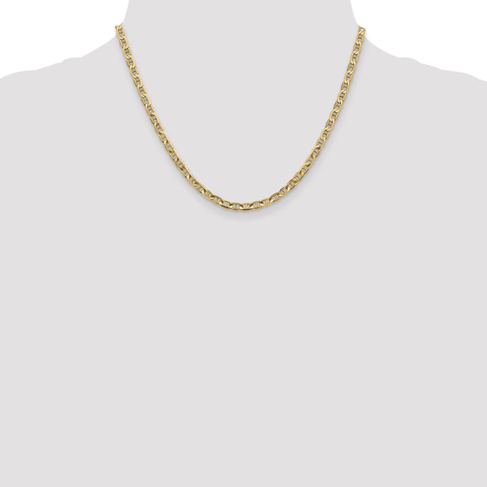 10K Yellow Gold 3.75mm D.C. Concave Anchor Chain Size 18
