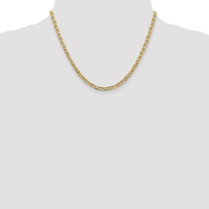 10K Yellow Gold 3.75mm D.C. Concave Anchor Chain Size 18