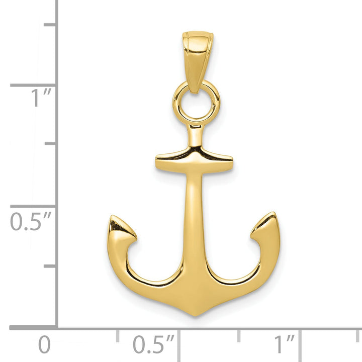 10K Yellow Gold 3-D Anchor Pendant