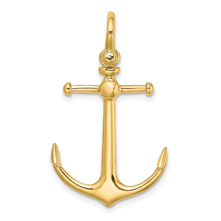 10K Yellow Gold 3-D Anchor with Shackle Bail Charm