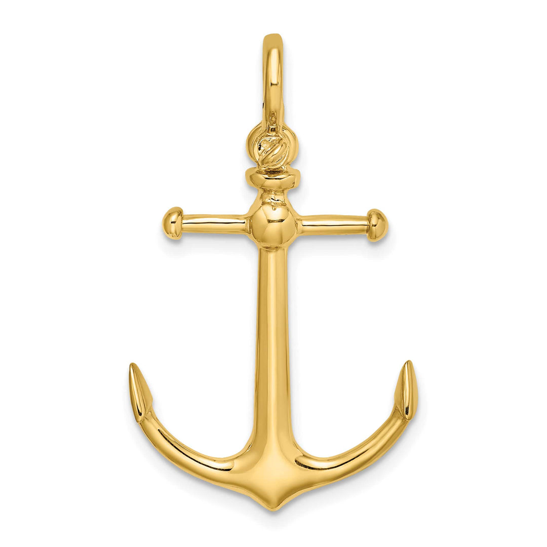 10K Yellow Gold 3-D Anchor with Shackle Bail Charm