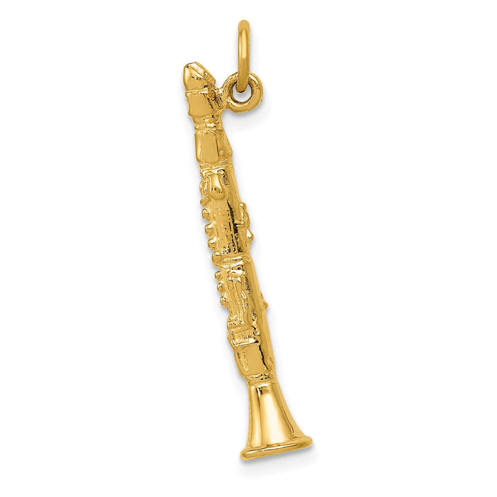 10K Yellow Gold 3-D Clarinet Charm