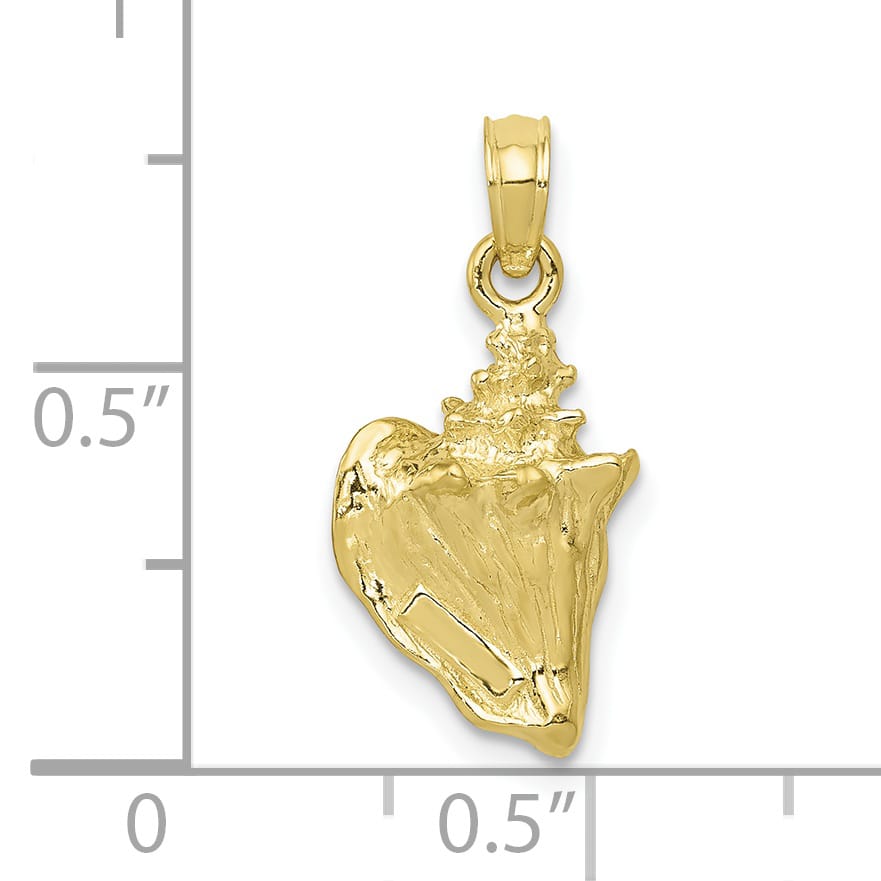 10K Yellow Gold 3-D Conch Shell Charm, Large