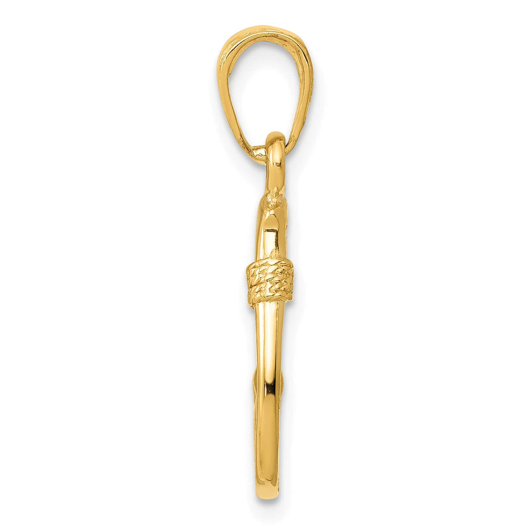10K Yellow Gold 3-D Fish Hook Pendant, Small