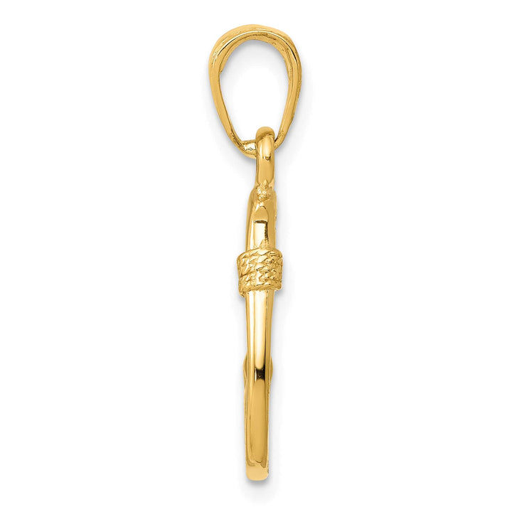 10K Yellow Gold 3-D Fish Hook Pendant, Small