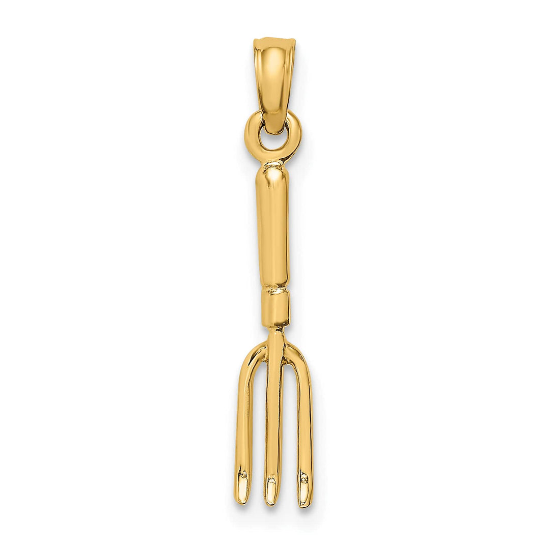 10K Yellow Gold 3-D Fork Garden Tool Charm