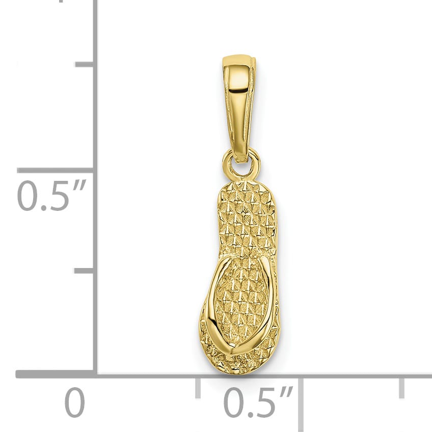 10K Yellow Gold 3-D Hawaii Flip-Flop Pendant
