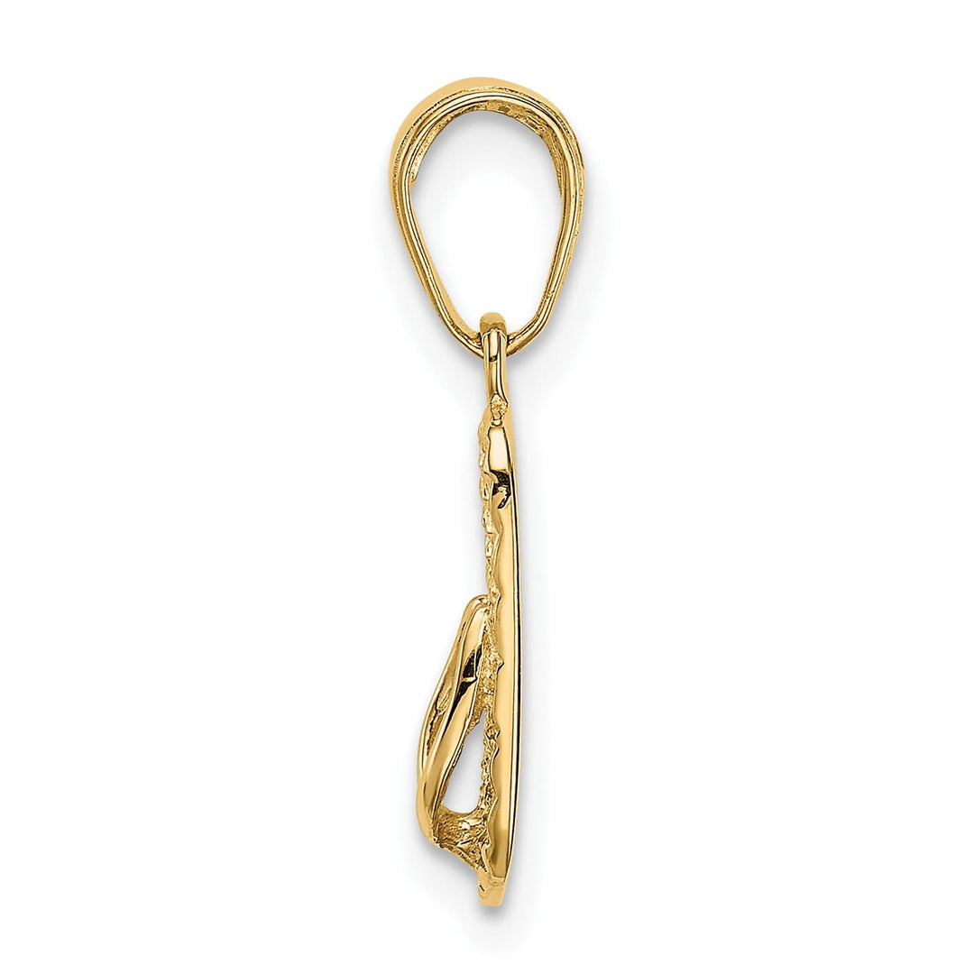 10K Yellow Gold 3-D Hawaii Flip-Flop Pendant