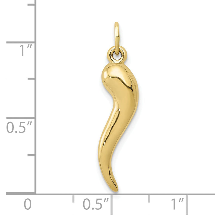 10K Yellow Gold 3-D Italian Horn Charm