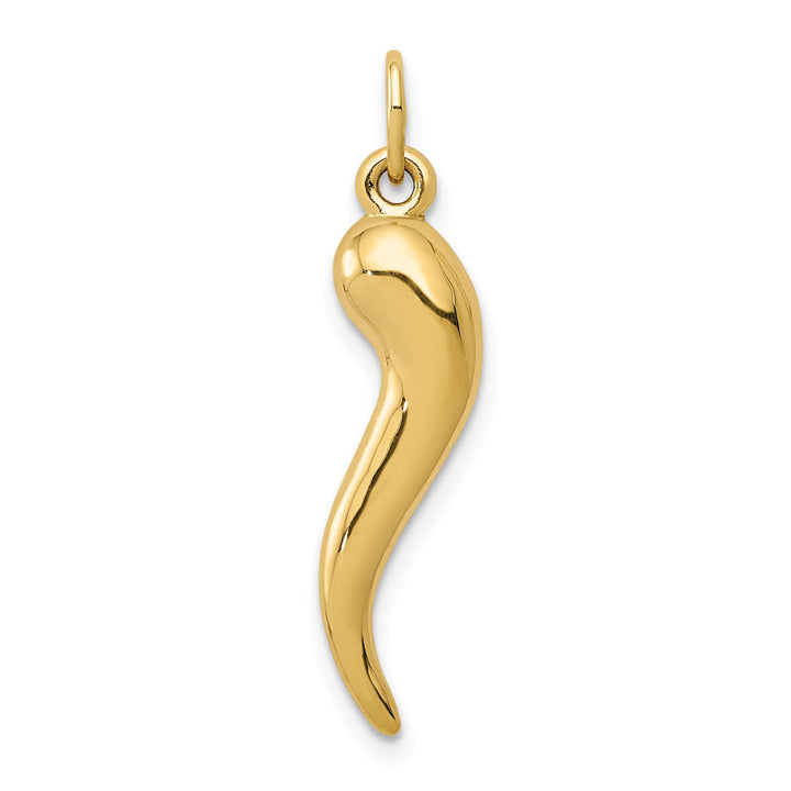 10K Yellow Gold 3-D Italian Horn Charm