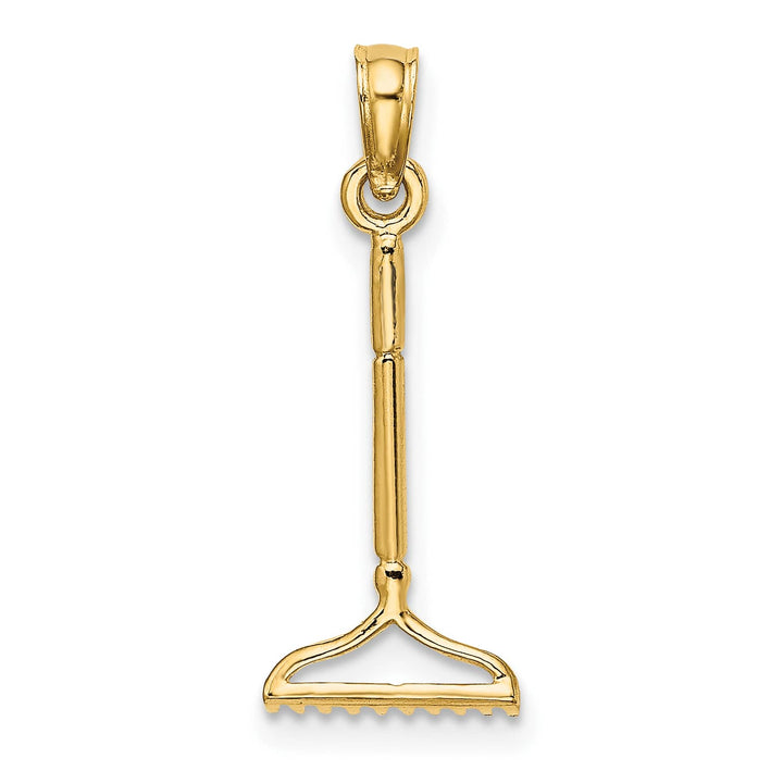 10K Yellow Gold 3-D Landscape Rake Garden Tool Charm